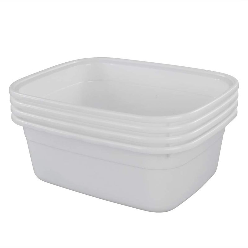 Lesbin 4-Pack 14 Quart Plastic Wash Basin/Dish Pan, White - Image 1